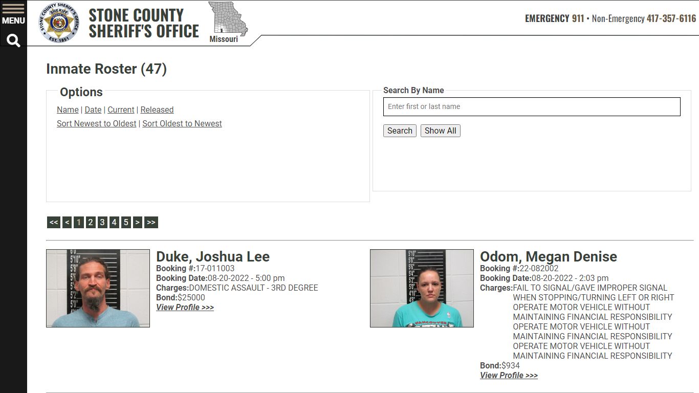 Inmate Roster - Current Inmates Booking Date Descending - Stone County ...